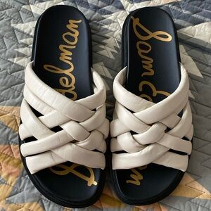 Sam Edelman Vaugn Camuto Zara leather Sandal Mule Slides Ecru 8.0 NWT